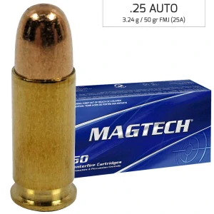 Náboj Magtech 6,35 Browning / 25 AUTO FMJ (25A) 3,24 g, 50 grs