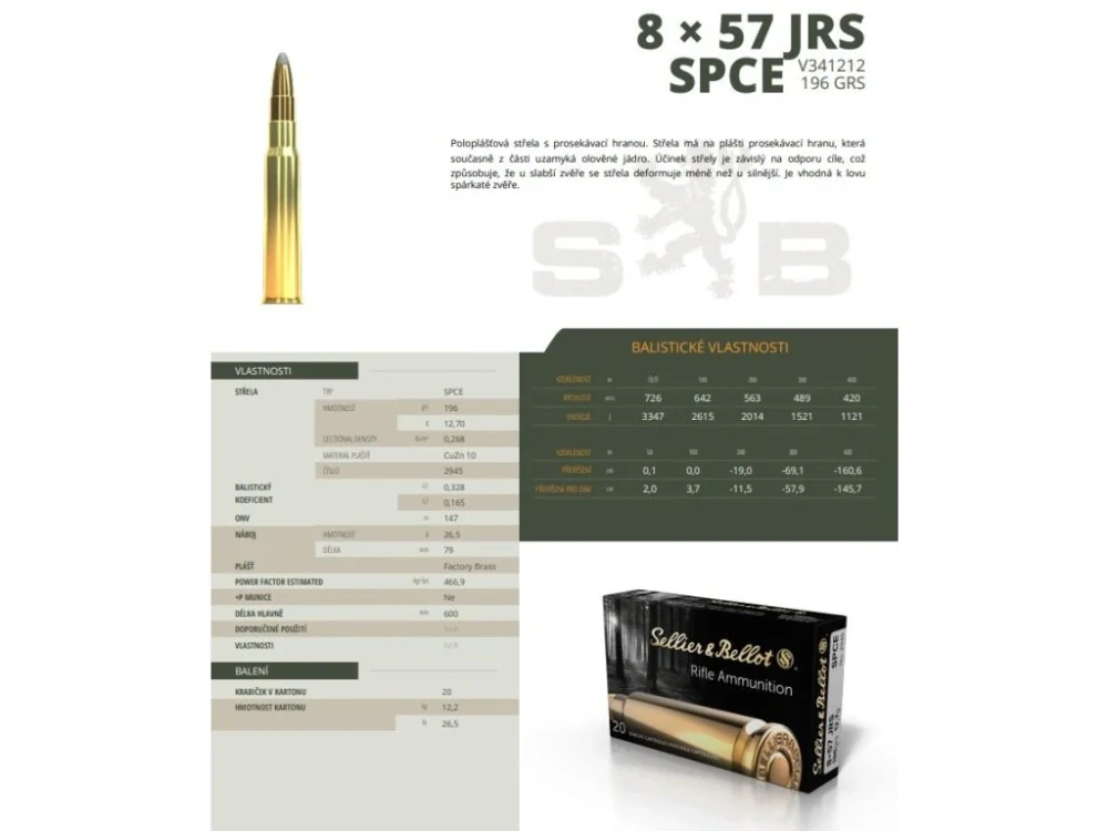 8x57JRS SB SPCE 12,7g (196gr) 20 ks