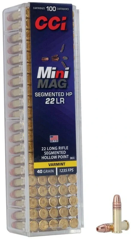 Náboj kulový CCI, Mini MAG, .22LR, 40GR (2,59g), Segmented HP (SHP)