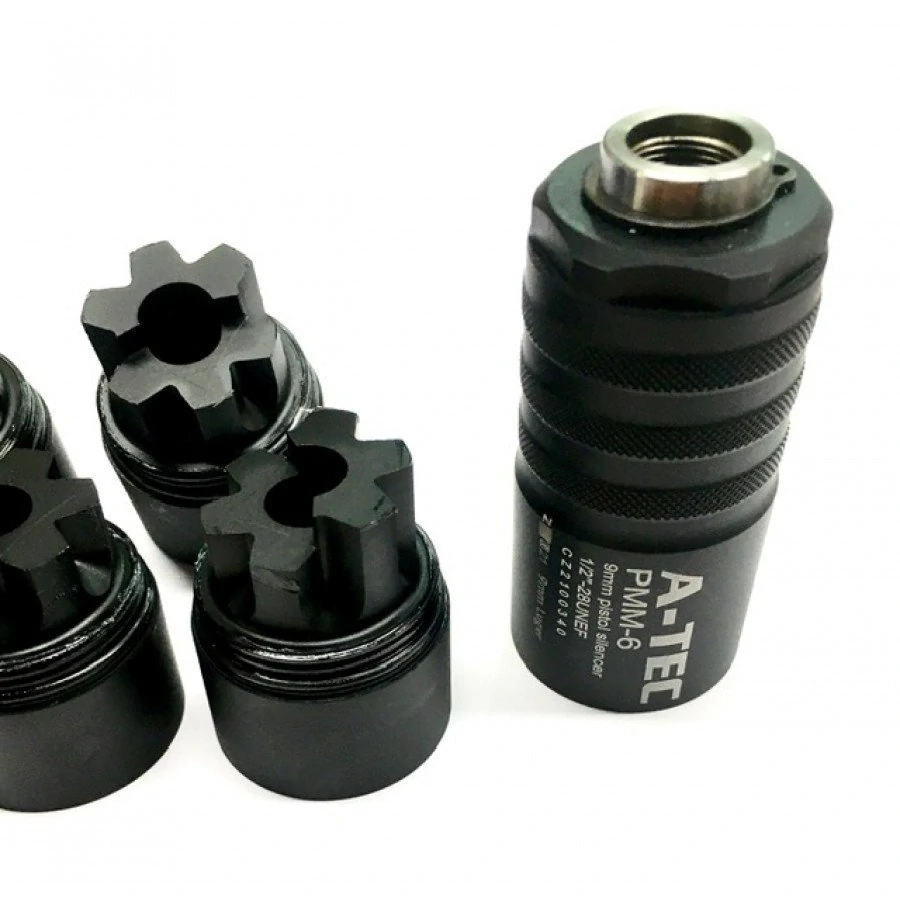 Tlumič A-TEC, PMM-6, modulový, impulzní pro pistole, ráže do 9mm, na závit M13,5x1mm LH