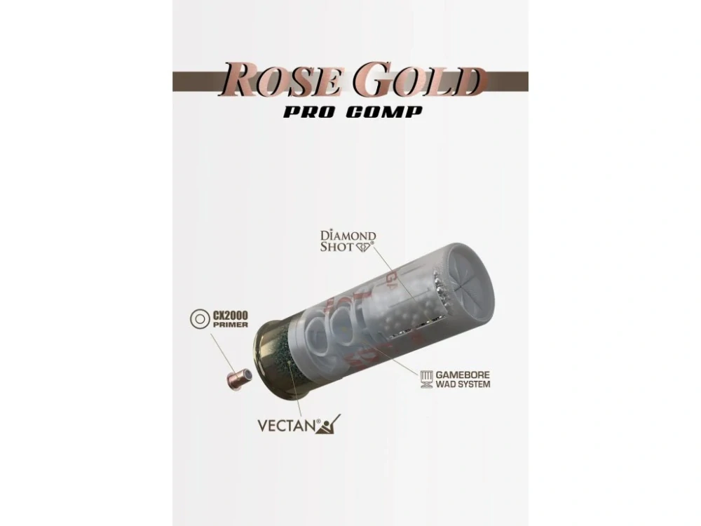  Brokový náboj Střelivo 12/70 Gamebore Rose Gold PRO COMP, 28g 2,3mm (8) - 25ks