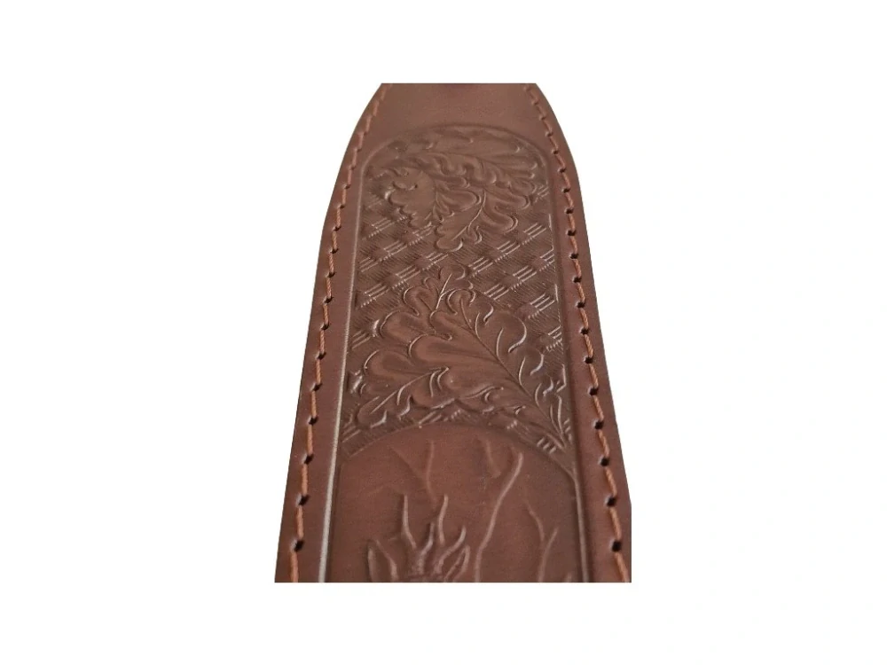 Exkluzivní kožený řemen na zbraň s ražbou motivů zvěře (filc) Zubíček