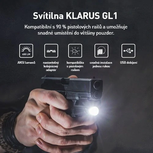 Výkonná taktická svítilna na zbraň Klarus GL1